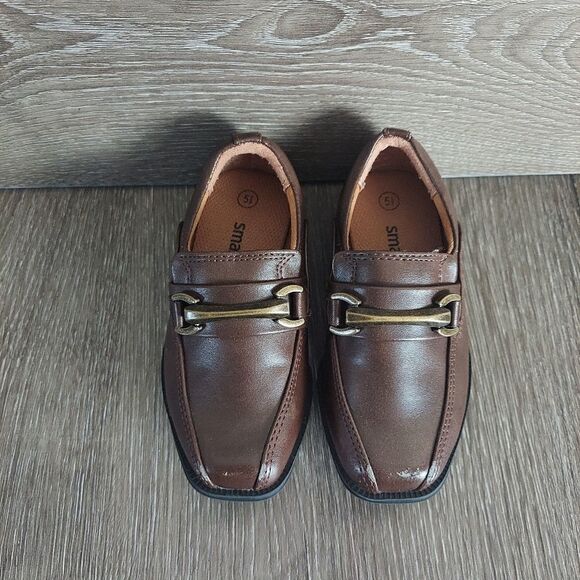 Toddler Boys Smart fit Slip On Brown Dress Shoes size 5.5 Skid Resistant - Picture 3 of 9